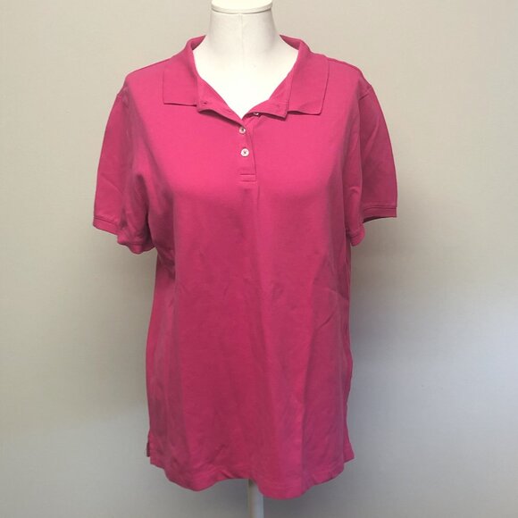 Land's End Pink Polo 4 button - Picture 1 of 4